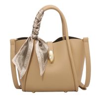 New Trendy Fashion Silk Decoration Portable One-shoulder Bucket Bag 28*18*11cm sku image 4