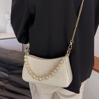 2022 New Pearl Chain Crocodile Pattern Messenger Bag 24*12*5.5cm sku image 3