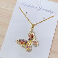 Hip-hop Mode Cuivre Couleur Zircon Papillon Pendentif Collier Femme sku image 18