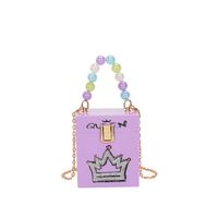 Acrylic Women's New Fashion Hand-held Small Square Crown One-shoulder Messenger Bag11*13*11cm sku image 3