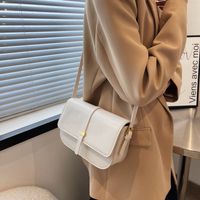 Women's New White Messenger Texture Small Satchel Square Bag 22*15.5*7cm sku image 4