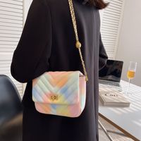 Spring And Summer Small Bag New Rhombus Embossed Chain Bag 22*17*7.5cm sku image 3