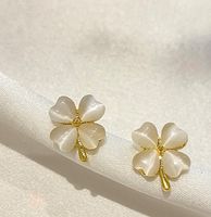 Silver Needle Korean New Style Opal Four-leaf Clover Simple Fashion Temperament Earrings Earrings Women main image 6
