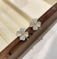 Silver Needle Korean New Style Opal Four-leaf Clover Simple Fashion Temperament Earrings Earrings Women main image 7
