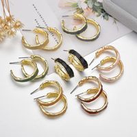 New Exquisite Alloy C-shaped Multicolor Oil Drop Hoop Earrings main image 2