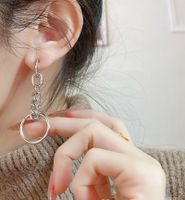 Silver Needle Korean Sweet And Cool Style Peach Heart Chain Tassel Long Circle Earrings Korean Temperament Net Red Earrings main image 2