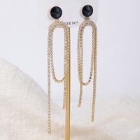 Fashion Geometric Copper Zircon Long Chain Drop Earrings sku image 1