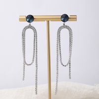 Fashion Geometric Copper Zircon Long Chain Drop Earrings sku image 2