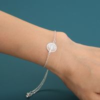 Mode Nouveau Bijoux Arbre De Vie Élément Bleu Ciel Lumineux Argent Extensible Bracelet Réglable Bijoux main image 1