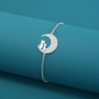 Fashion Simple Moon Cat Blue Green Luminous Bracelet Copper Jewelry main image 3