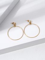 Fashion Stainless Steel 18k Gold Plated Large Hoop Earrings main image 5