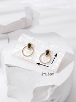Fashion Stainless Steel 18k Gold Plated Black Turquoise Inlaid Earrings Stud main image 4