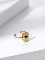 Simple Stainless Steel 18k Gold Plated Flower Carved Open Ring main image 3