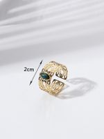Fashion Stainless Steel 14k Gold Plated Hollow Turquoise Inlaid Ring main image 4