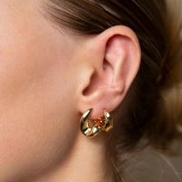 Fashion Irregular Bump Simple Ear Buckle Texture Round Copper Earrings main image 5