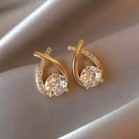 Fashion Female Cross Zircon Alloy Stud Earrings main image 3