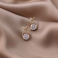 Fashion Female Cross Zircon Alloy Stud Earrings main image 6