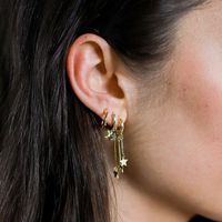 Simple Stars And Moon Ear Buckles Fashion Geometric Copper Earrings main image 4