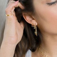 Simple Stars And Moon Ear Buckles Fashion Geometric Copper Earrings main image 5