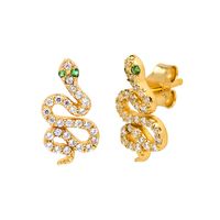 Fashion Inlaid Diamond Snake Female Exaggerated Retro Copper Stud Earrings main image 2