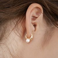 Fashion Natural Pearl Earrings Women's Copper Hoop Earrings main image 5