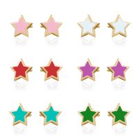 Fashion Multi-color Drop Glue Star Simple Copper Stud Earrings main image 1