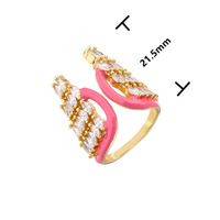 Copper Micro Set Zircon Color Drip Ring Christmas Tree Open Wing Ring main image 6