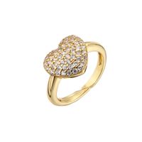 Copper Micro-encrusted Zircon Peach Heart-shaped Opening Adjustable Ring main image 4