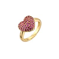 Copper Micro-encrusted Zircon Peach Heart-shaped Opening Adjustable Ring main image 5