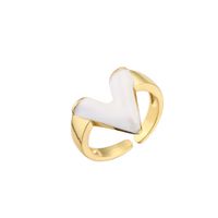 Fashion 18k Gold-plated V Letter Glossy Oil Drop Open Copper Ring main image 5
