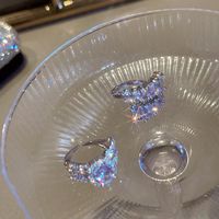 Zircon Ovale Double Rangée Bague Ouverte Bague En Diamant En Alliage De Mode Coréenne Femme main image 6