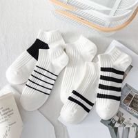 Fashion Stripe Solid Color Short-tube Combed Cotton Low-top Sweat-absorbing Socks sku image 4