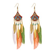 Fan-shaped Leaf Feather Female Retro Exotic Leaf Tassel Alloy Earrings Ethnic Wind Jewelry main image 4