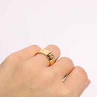 Fashion Heart Inlaid Zircon Stainless Steel Real Gold 18k Joint Ring main image 3