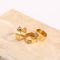 Fashion Heart Inlaid Zircon Stainless Steel Real Gold 18k Joint Ring main image 4