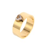 Fashion Heart Inlaid Zircon Stainless Steel Real Gold 18k Joint Ring main image 6