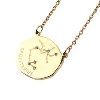Classic Twelve Constellation Pendant Stainless Steel Double-sided Inlaid Zircon Star Necklace main image 6