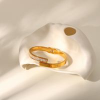Fashion Simple Open Bracelet 18k Gold Stainless Steel Inlaid Zircon main image 4