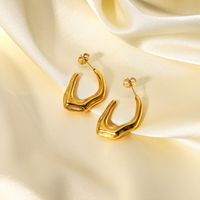 Fashion Irregular Shaped C-shaped Stainless Steel Earrings Wholesale main image 1
