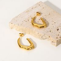 Fashion Irregular Shaped C-shaped Stainless Steel Earrings Wholesale main image 4