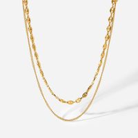 Simple 18k Gold-plated Pig Nose Chain Double-layer Stainless Steel Necklace main image 6