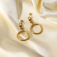 Simple Geometric Hollow Chain 14k Gold-plated Stainless Steel Cuban Chain Earrings main image 1