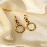 Simple Geometric Hollow Chain 14k Gold-plated Stainless Steel Cuban Chain Earrings main image 3