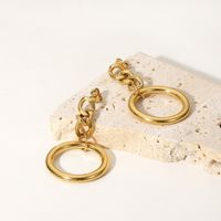 Simple Geometric Hollow Chain 14k Gold-plated Stainless Steel Cuban Chain Earrings main image 5