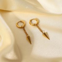 Fashion 14k Gold Stainless Steel Hanging Rivets Triangle Cone Earrings Wholesale main image 1