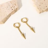 Fashion 14k Gold Stainless Steel Hanging Rivets Triangle Cone Earrings Wholesale main image 5
