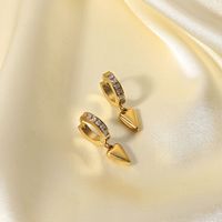Fashion 14k Gold Strip Heart-shaped Zirconium Stainless Steel Heart Earrings main image 4