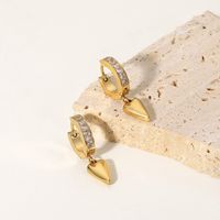 Fashion 14k Gold Strip Heart-shaped Zirconium Stainless Steel Heart Earrings main image 5