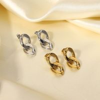 Simple 14k Gold Stainless Steel Hollow Chain Plain Cropped Earrings main image 1