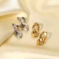 Simple 14k Gold Stainless Steel Hollow Chain Plain Cropped Earrings main image 5